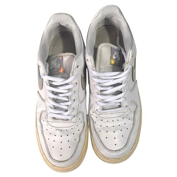 Nike Court Vision Low Top White Iridescent Swoosh Sneakers Women's Size 8 M - Picture 8 of 9